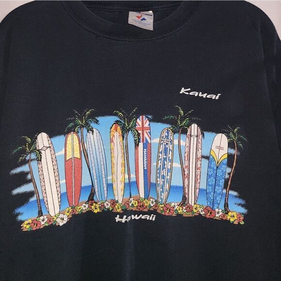 Jerzees kauai Hawaii Surf Boards Black T-shirt Size 2X - Picture 2 of 9